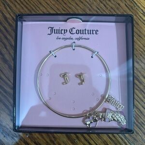 Juicy Couture Gold Charm Bracelet and Earrings